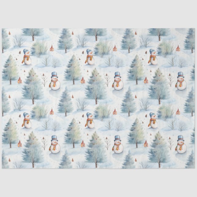 Christmas Snowmen Tissue Paper (Front)
