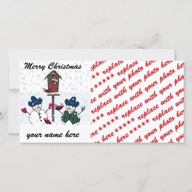 Christmas Snowmen with Cowboy Hats Holiday Card (Front)