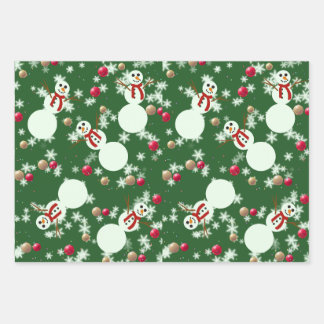 Christmas Snowmen Wrapping Paper Sheets