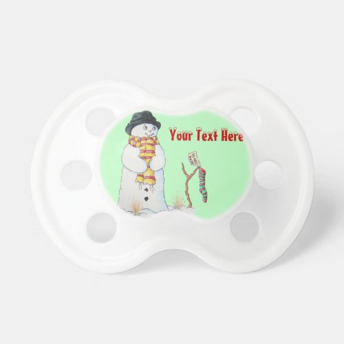 christmas snowscene design with cute snowman pacifier