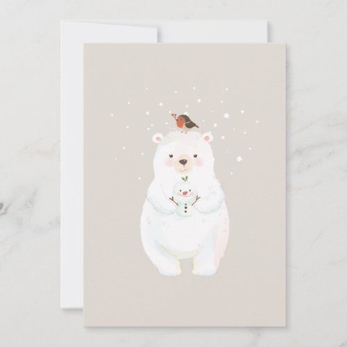 Christmas Snowy Bear Hugs Holiday Card