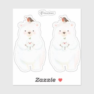 Christmas Snowy Bear Hugs Sticker