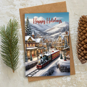 Christmas Snowy City Landscape Holiday Greeting Card