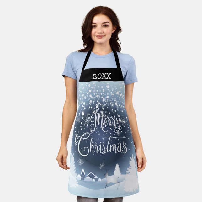 Christmas Snowy Fairy Tale Fantasy Forest 20XX Apron (Worn)