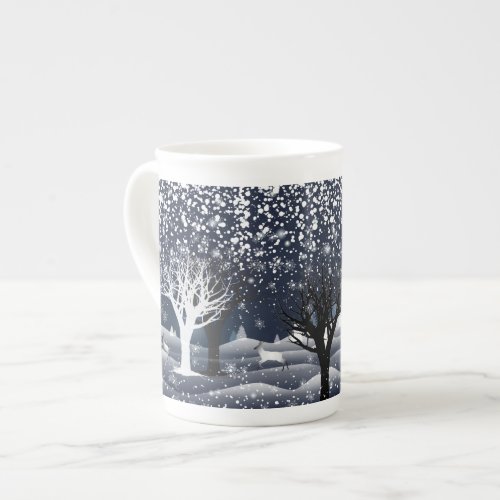 Christmas Snowy Fairy Tale Fantasy Forest Bone China Mug