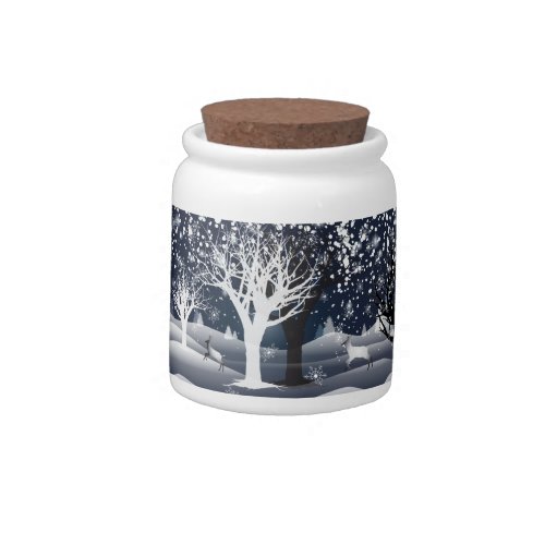 Christmas Snowy Fairy Tale Fantasy Forest Candy Jar