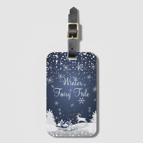 Christmas Snowy Fairy Tale Fantasy Forest Luggage Tag