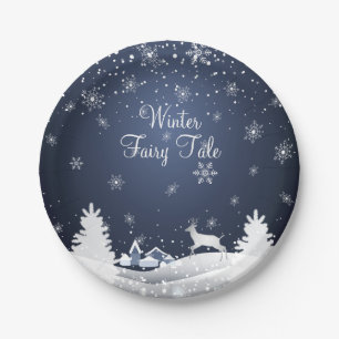 Christmas Snowy Fairy Tale Fantasy Forest Paper Plates
