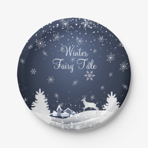 Christmas Snowy Fairy Tale Fantasy Forest Paper Plates