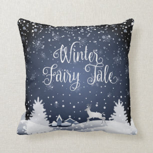 Christmas Snowy Fairy Tale Fantasy Forest Winter Throw Pillow