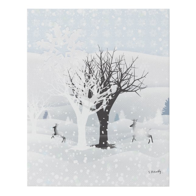 Christmas Snowy Fairy Tale Fine Art Illustration Faux Canvas Print (Front)