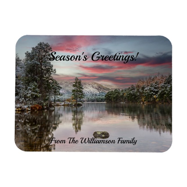 Christmas Snowy Landscape Scottish Loch Magnet (Horizontal)
