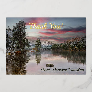Christmas Snowy Landscape Thank You Foil Holiday Card