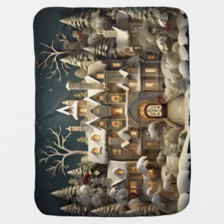 Christmas Snowy Manor Storybook Wonderland Baby Blanket