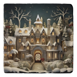 Christmas Snowy Manor Storybook Wonderland Trivet