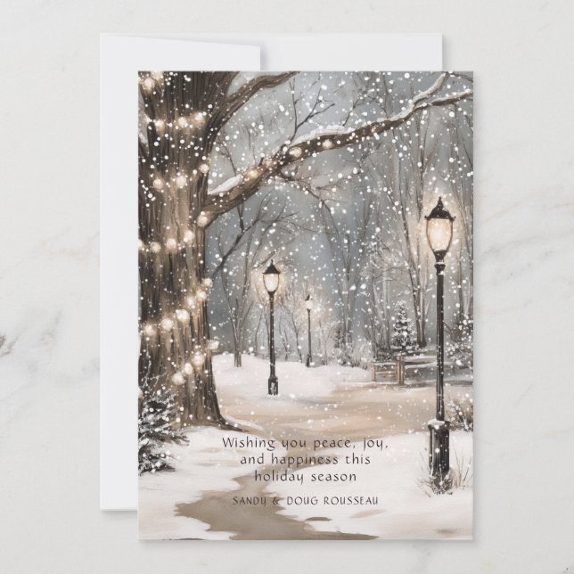 Christmas Snowy Night Holiday Card (Front)