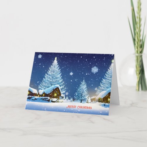Christmas Snowy Pine Trees Snow Winter Wonderland Holiday Card
