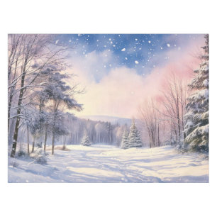 Christmas snowy pine trees snowy landscape tablecloth