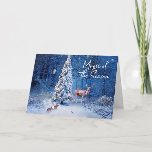 Christmas Snowy Tree Lights Magic of the Season Holiday Card