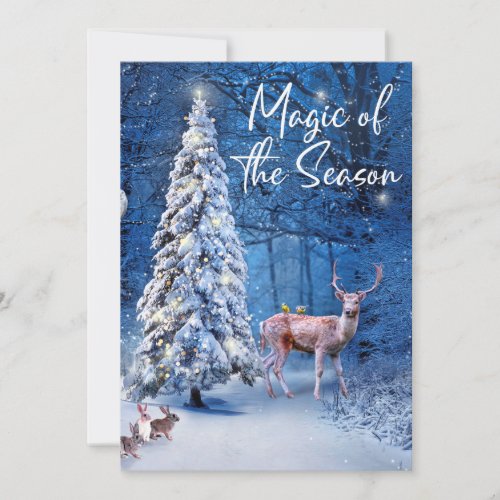 Christmas Snowy Tree Lights Magic of the Season  Holiday Card