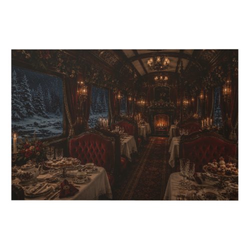 Christmas Snowy Window Dining Hall Wood Wall Art