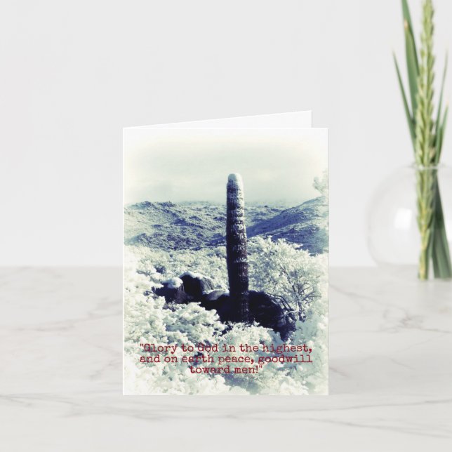 Christmas Snowy wonderland w Cactus Christian card (Front)