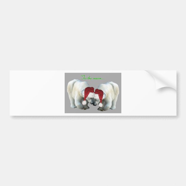 Christmas Snuggling Polar Bears Bumper Sticker (Front)