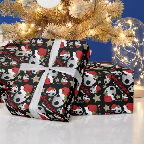 Christmas Soccer All Star _ Personalize Wrapping Paper