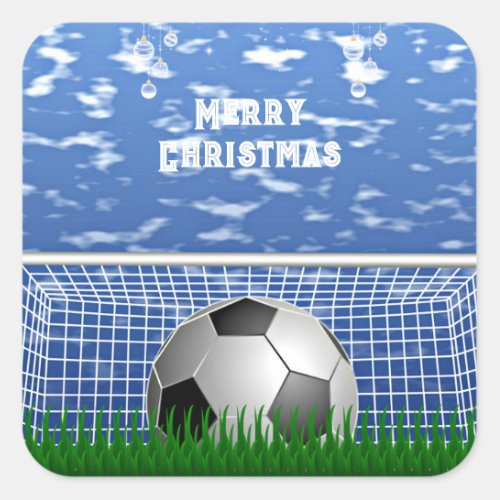 Christmas _ Soccer ball and net Square Sticker