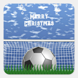 Christmas - .Soccer ball and net, Square Sticker