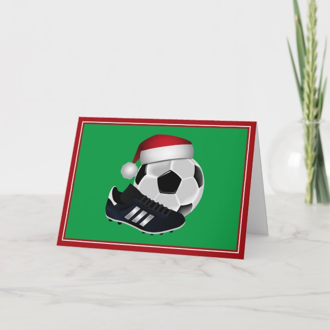 Christmas Soccer Ball and Shoe Holiday Card (Front)