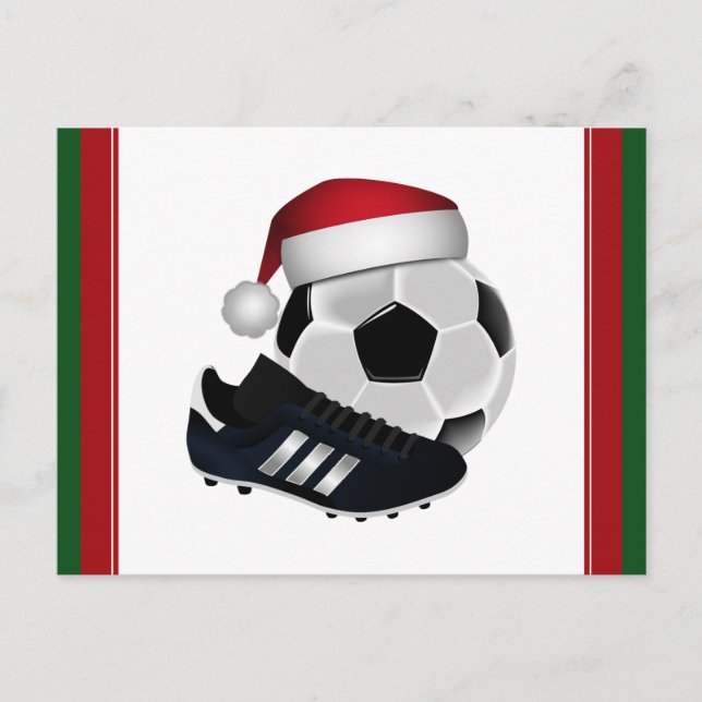 Christmas Soccer Ball and Shoe Holiday Postcard (Front)