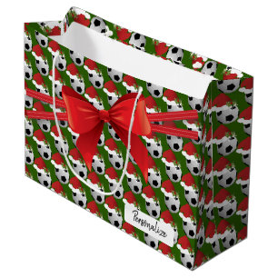 Christmas  Soccer Ball Pattern - Large Gift Bag