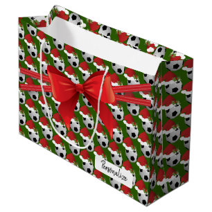 Christmas Soccer Ball Pattern - Large Large Gift Bag