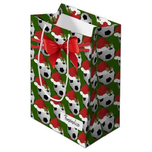 Christmas Soccer Ball Pattern Medium Gift Bag