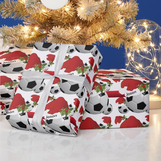 Christmas Soccer Ball | Personalize Wrapping Paper (Holidays)
