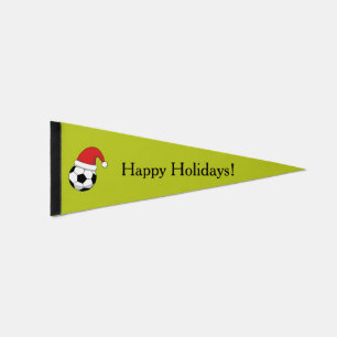 Christmas Soccer Ball Santa Claus Hat Personalize Pennant Flag