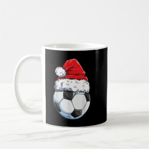 Christmas Soccer Ball Santa Hat Funny Sport Xmas B Coffee Mug