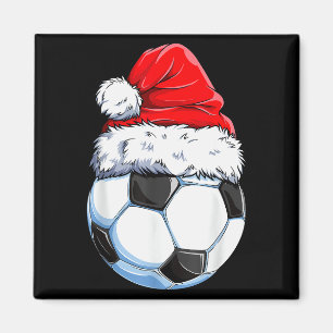 Christmas Soccer Ball Santa Hat Funny Srts Xmas Bo Magnet