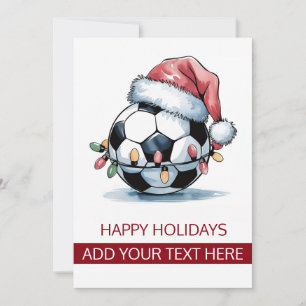 Christmas Soccer Ball Santa Hat Greeting Cards