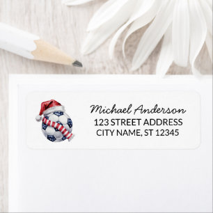 Christmas Soccer Ball Santa Return Address Label