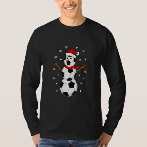 Christmas Soccer Ball Snowman Kids Christmas Socce T_Shirt