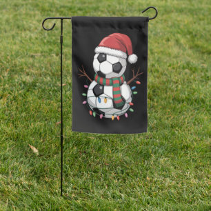 Christmas Soccer Ball Snowman Lights Santa Hat Garden Flag