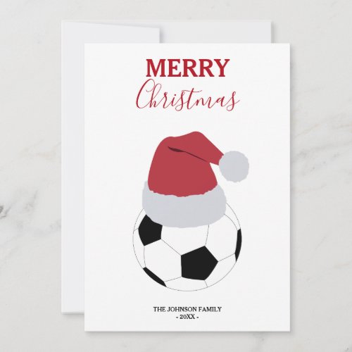 Christmas Soccer Ball Sports Football Custom Name Holiday Card