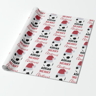 Christmas Soccer Ball Sports Football Custom Name Wrapping Paper
