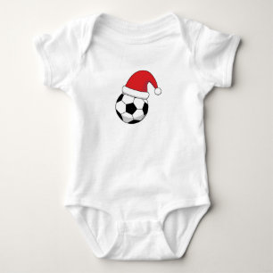 Christmas Soccer Ball With Santa Claus Hat Baby Bodysuit