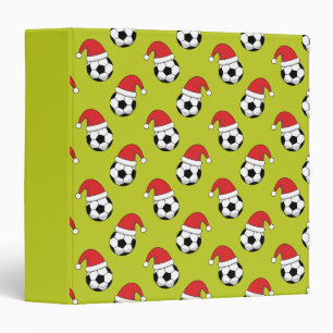 Christmas Soccer Ball With Santa Claus Hat Pattern 3 Ring Binder