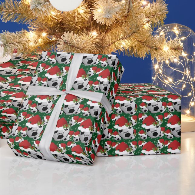 Christmas Soccer Balls | DIY Name Wrapping Paper (Holidays)