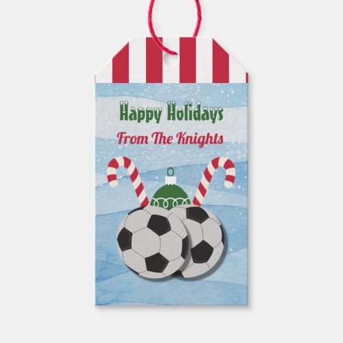 Christmas Soccer Candy Cane Gift Tags