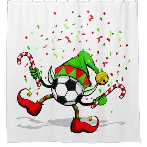 Christmas Soccer Dancing Elf Shower Curtain